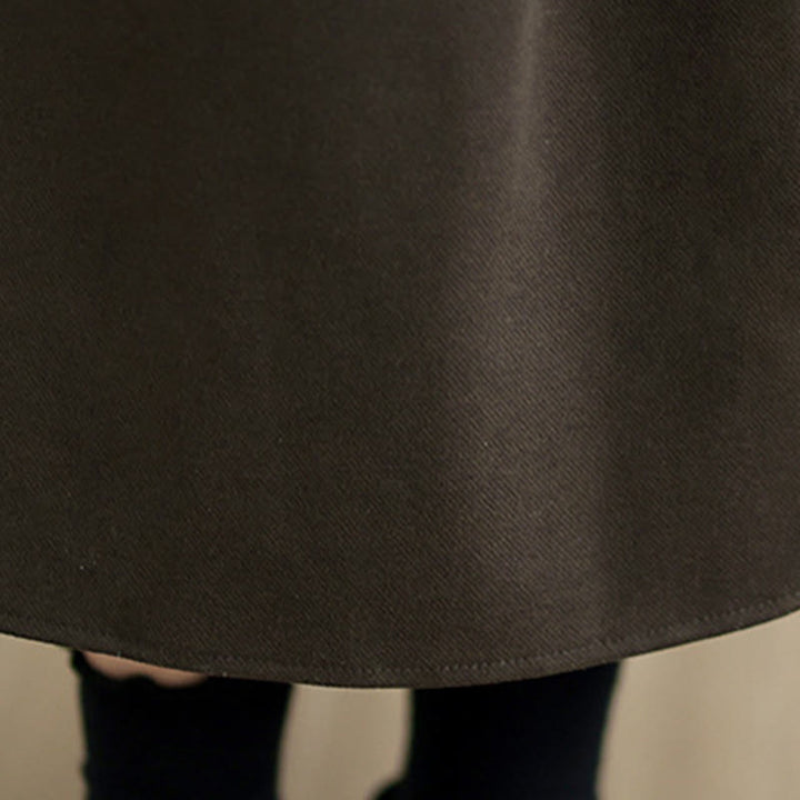 Gonna invernale da donna in cotone puro color cipria con elastico in vita, lunghezza 7-8, con tasche , Buddha Stones - image 9