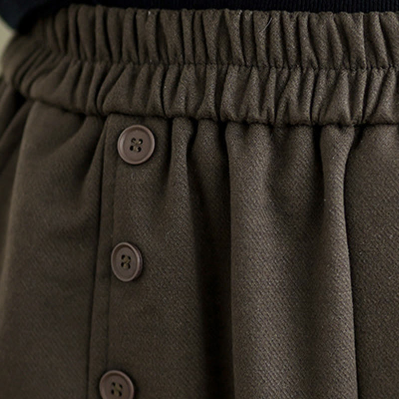 Gonna invernale da donna in cotone puro color cipria con elastico in vita, lunghezza 7-8, con tasche , Buddha Stones - image 6