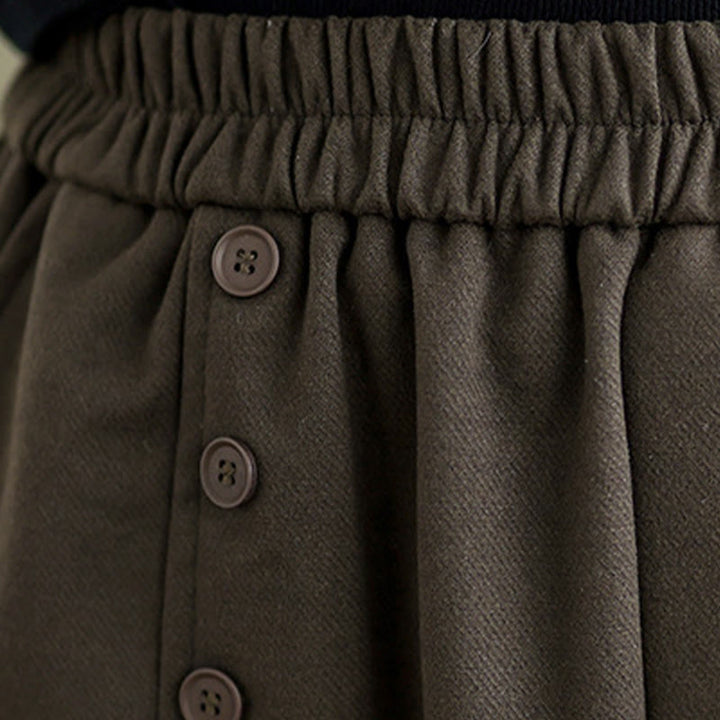 Gonna invernale da donna in cotone puro color cipria con elastico in vita, lunghezza 7-8, con tasche , Buddha Stones - image 6