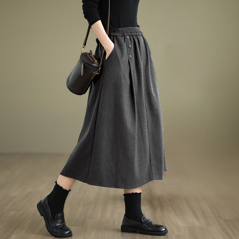 Gonna invernale da donna in cotone puro color cipria con elastico in vita, lunghezza 7-8, con tasche , Buddha Stones - Grigio tenue - US8-10, UK/AU12-14, EU40-42 (2XL) - image 15