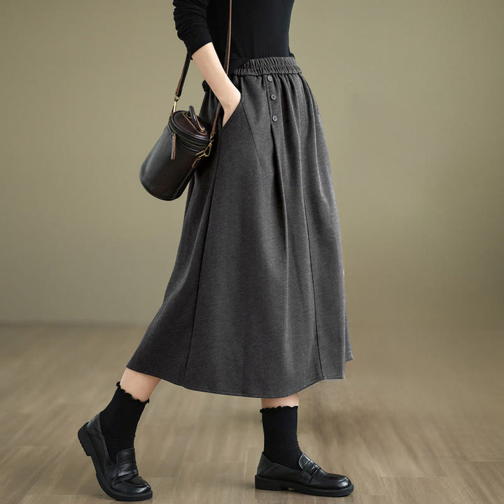 Gonna invernale da donna in cotone puro color cipria con elastico in vita, lunghezza 7-8, con tasche , Buddha Stones - Grigio tenue - US8-10, UK/AU12-14, EU40-42 (2XL) - image 15
