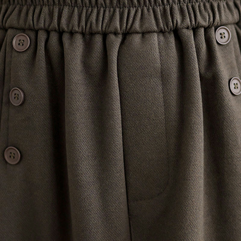 Gonna invernale da donna in cotone puro color cipria con elastico in vita, lunghezza 7-8, con tasche , Buddha Stones - image 7