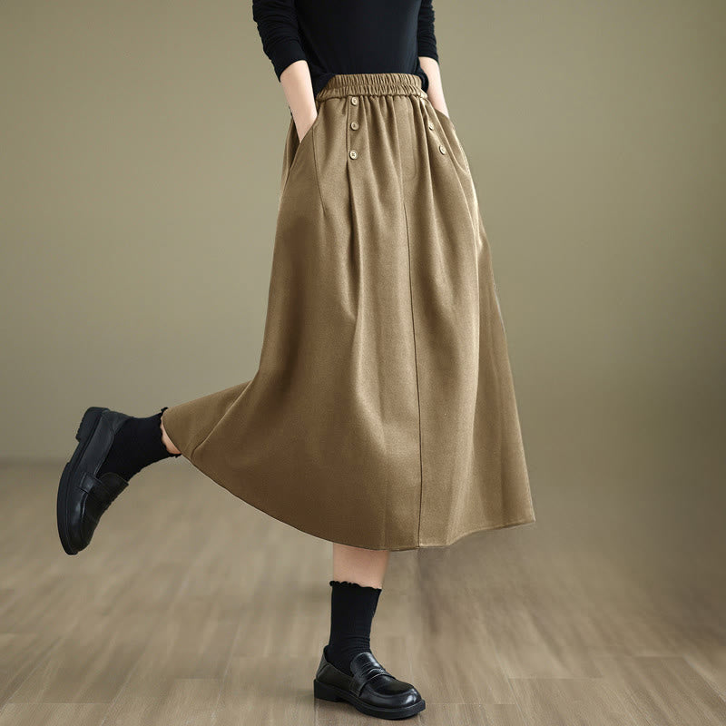 Gonna invernale da donna in cotone puro color cipria con elastico in vita, lunghezza 7-8, con tasche , Buddha Stones - DarkKhaki - US8-10, UK/AU12-14, EU40-42 (2XL) - image 10