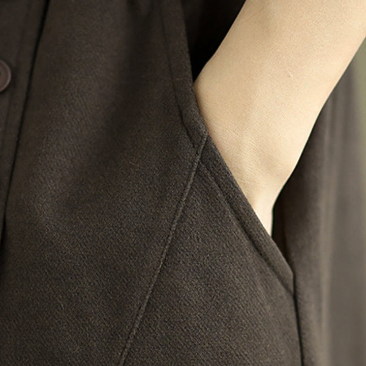 Gonna invernale da donna in cotone puro color cipria con elastico in vita, lunghezza 7-8, con tasche , Buddha Stones - image 8