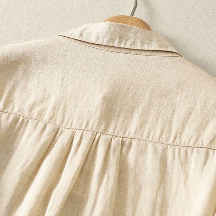 Camicia da donna a maniche lunghe con bottoni e fiori ricamati primaverili Buddha Stones - image 4