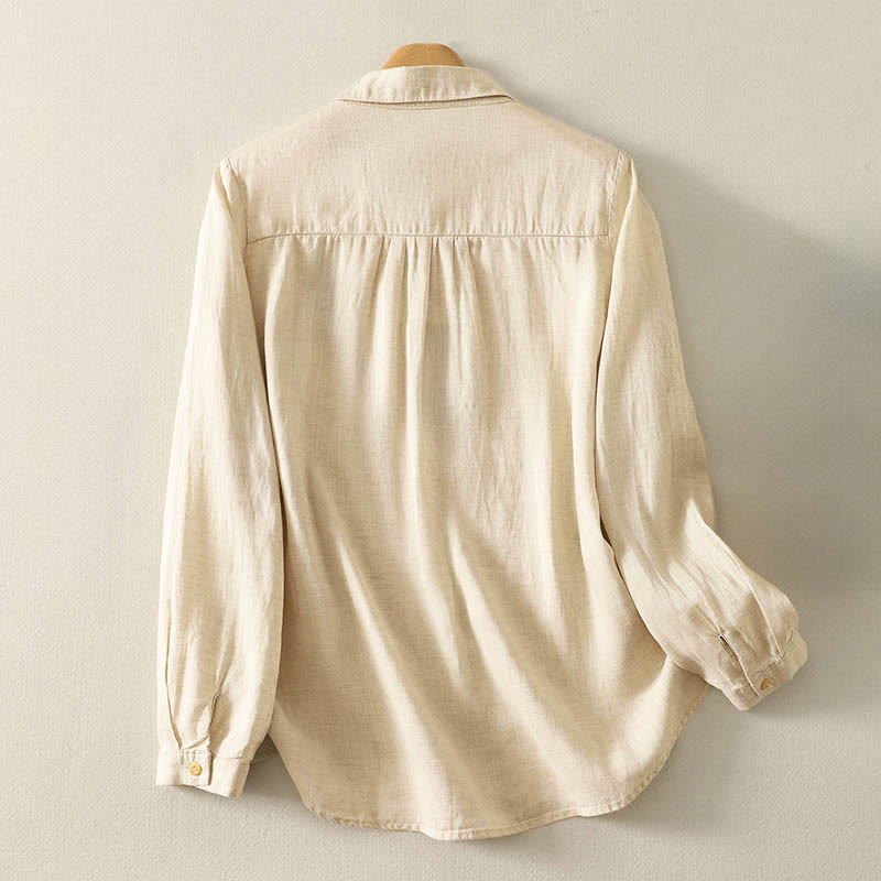 Camicia da donna a maniche lunghe con bottoni e fiori ricamati primaverili Buddha Stones - image 2