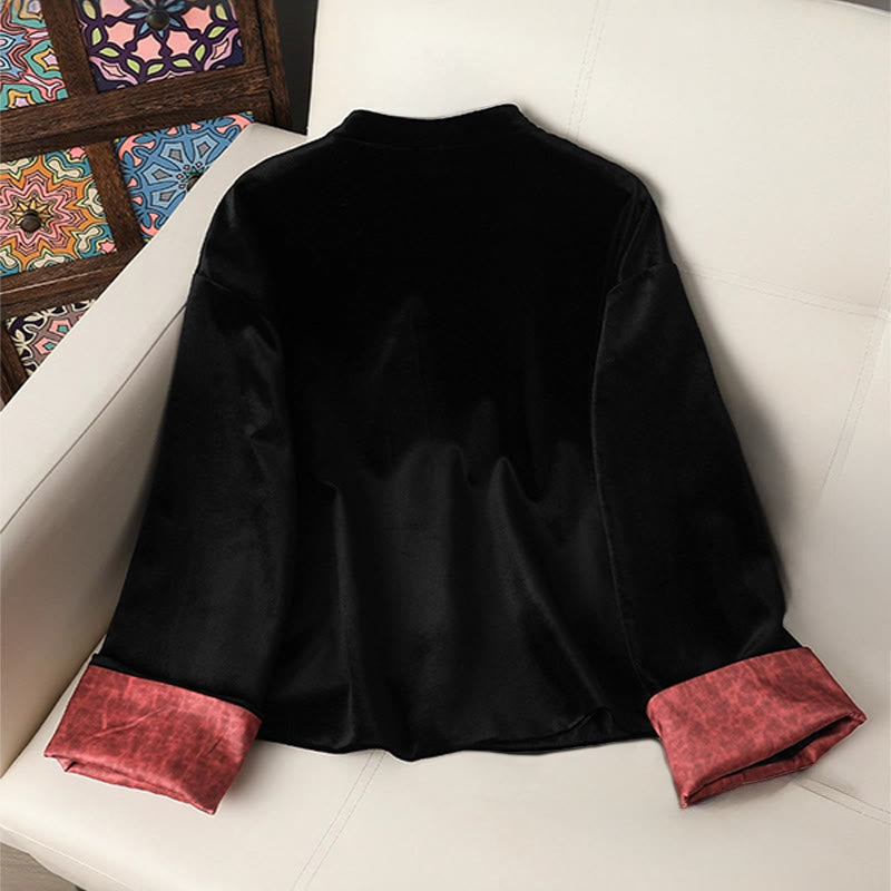 Giacca spessa a maniche lunghe da donna con motivo floreale appeso a Buddha Stones  - image 1