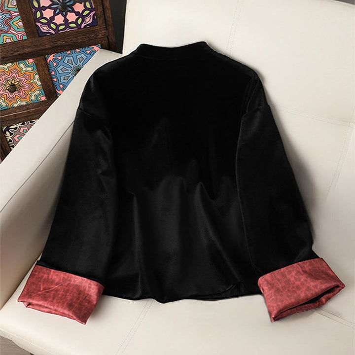 Giacca spessa a maniche lunghe da donna con motivo floreale appeso a Buddha Stones  - image 1