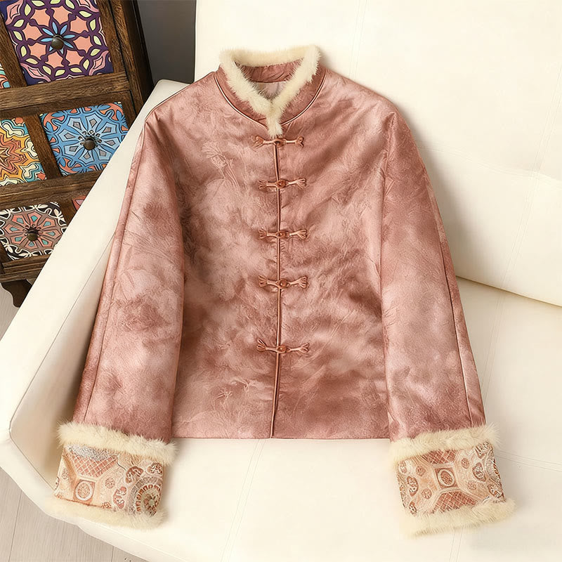 Giacca da donna a maniche lunghe con bottoni a forma di rana, motivo tradizionale cinese, motivo Buddha Stones  - Rosa - US12, UK/AU16, EU44 (3XL) - image 17