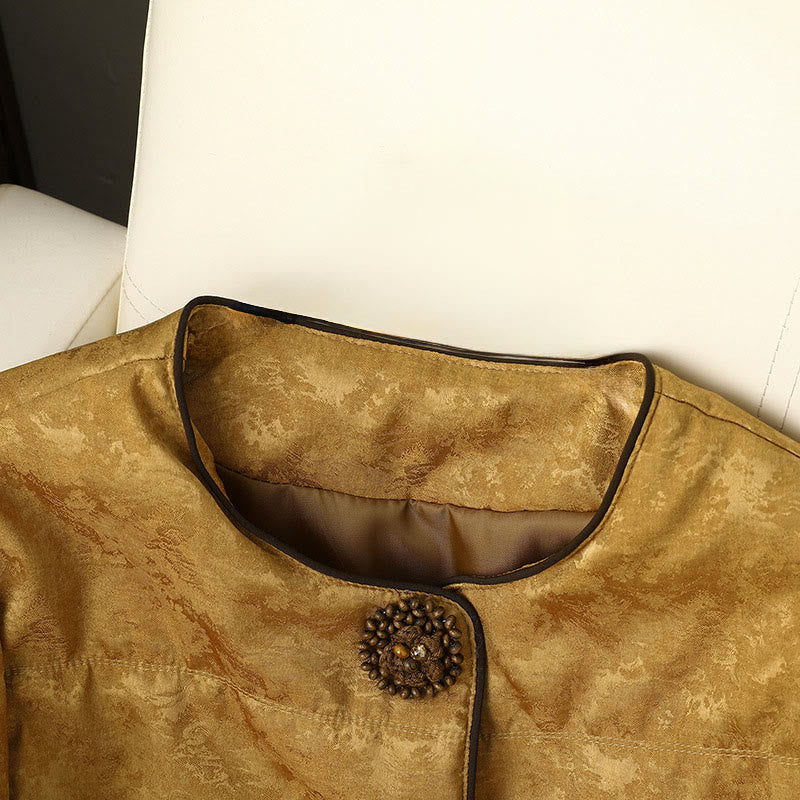 Giacca da donna in jacquard con maniche lunghe e tasche, motivo scuro con bottoni a rana Buddha Stones - image 2