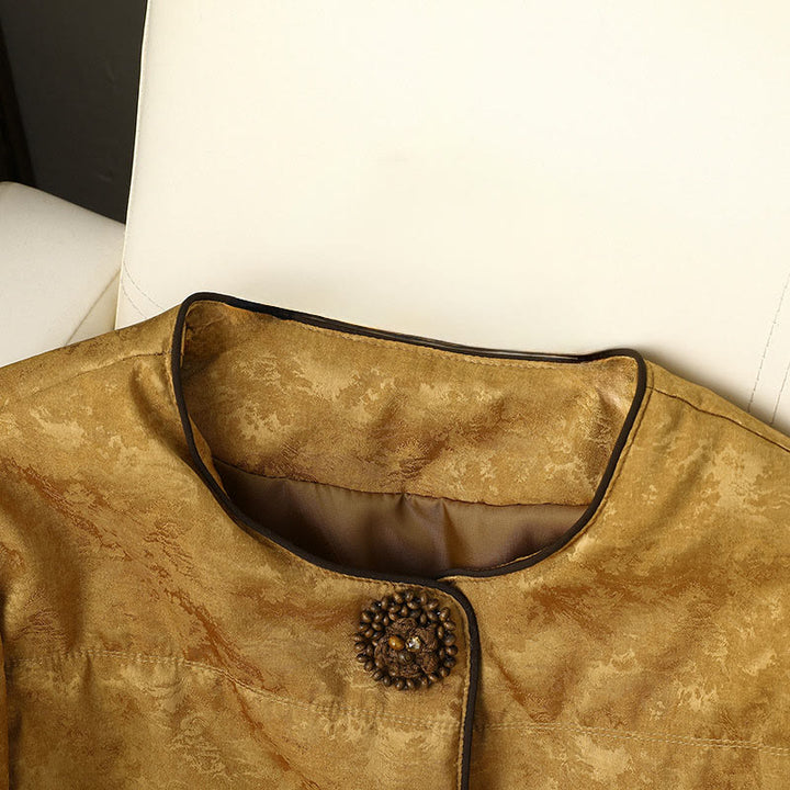 Giacca da donna in jacquard con maniche lunghe e tasche, motivo scuro con bottoni a rana Buddha Stones - image 2