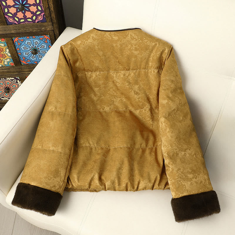 Giacca da donna in jacquard con maniche lunghe e tasche, motivo scuro con bottoni a rana Buddha Stones - image 1