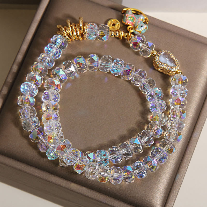 Bracciale a doppio giro con moneta di rame, zucca, cristallo, vetro Buddha Stones zodiaco cinese dell'anno del cavallo - image 10