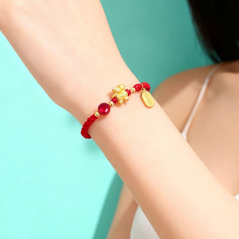 Braccialetto con cordino in argento sterling 999 Buddha Stones, simbolo di pace e ricchezza, anno del cavallo - image 2