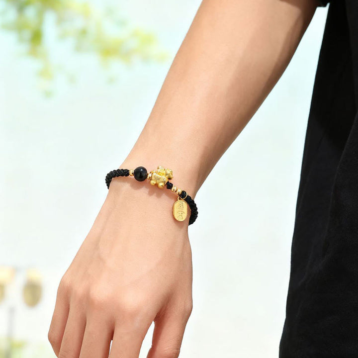 Braccialetto con cordino in argento sterling 999 Buddha Stones, simbolo di pace e ricchezza, anno del cavallo - image 9