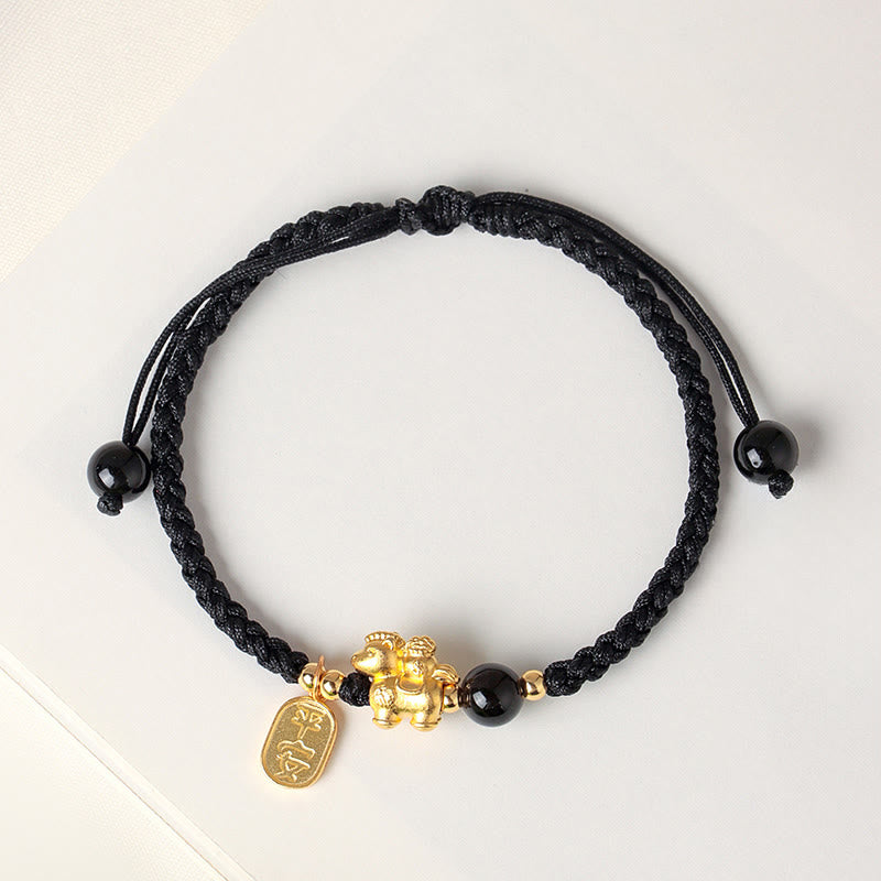 Braccialetto con cordino in argento sterling 999 Buddha Stones, simbolo di pace e ricchezza, anno del cavallo - image 8