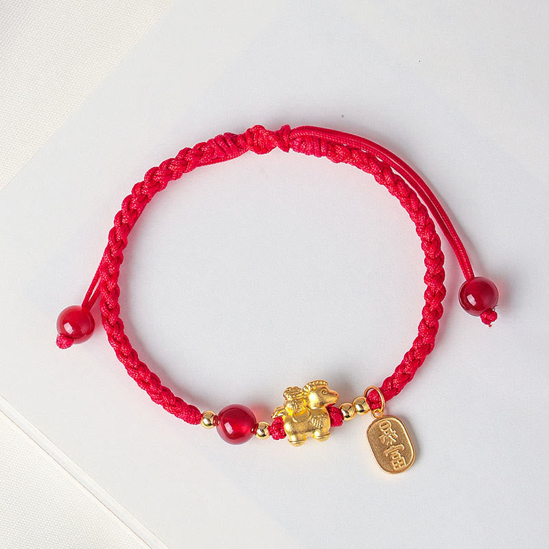 Braccialetto con cordino in argento sterling 999 Buddha Stones, simbolo di pace e ricchezza, anno del cavallo - image 1