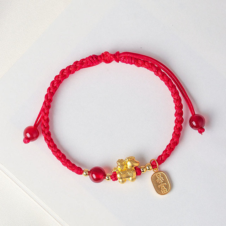 Braccialetto con cordino in argento sterling 999 Buddha Stones, simbolo di pace e ricchezza, anno del cavallo - image 1