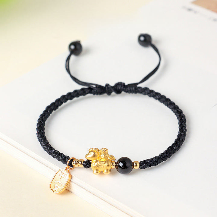 Braccialetto con cordino in argento sterling 999 Buddha Stones, simbolo di pace e ricchezza, anno del cavallo - Nero (circonferenza polso: 14-18 cm) - image 7