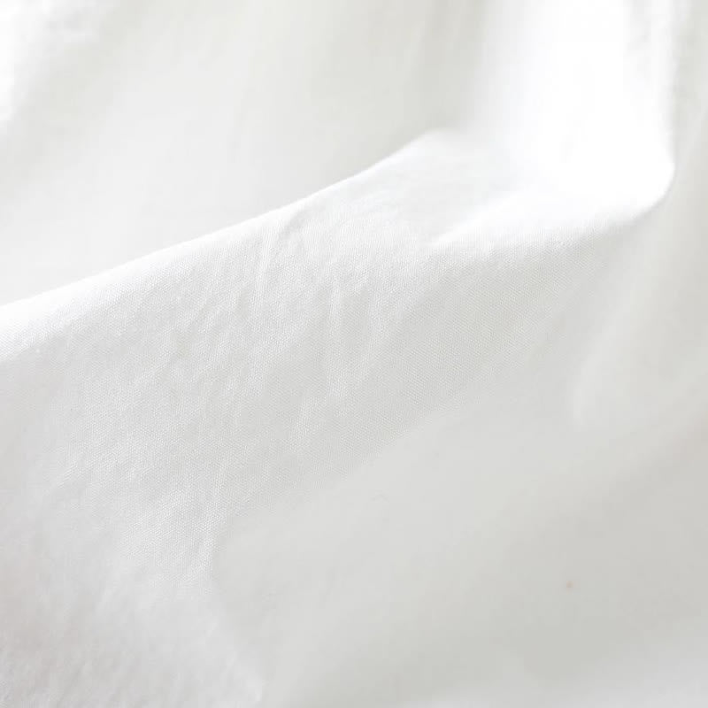 Camicia da donna in cotone a maniche lunghe con bottoni e motivo a pieghe a fisarmonica bianca Buddha Stones Fall - image 12