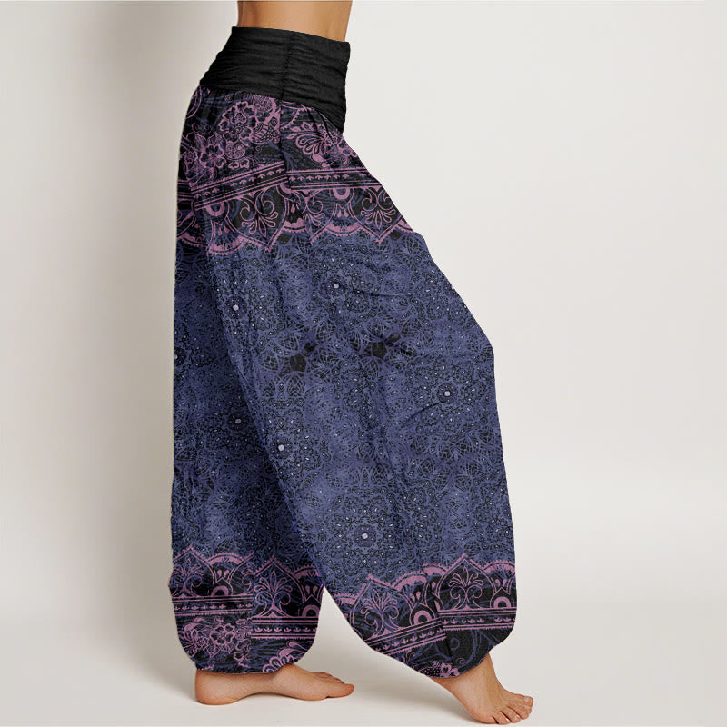 Pantaloni harem da donna con elastico in vita, in cotone, con eleganti fiori mandala e pietre Buddha Stones - image 5