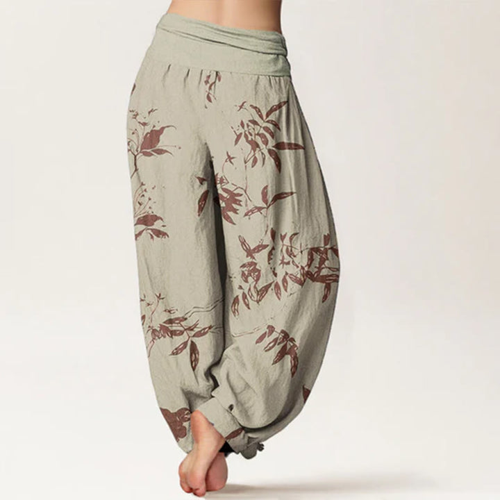 Pantaloni harem da donna con elastico in vita e motivo a rami di cotone con Buddha Stones - image 1