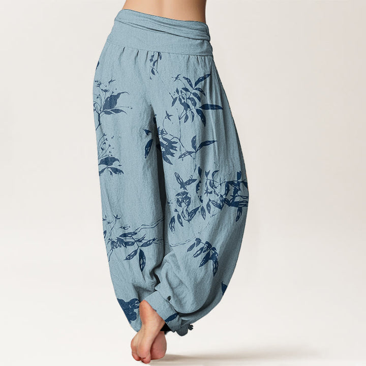Pantaloni harem da donna con elastico in vita e motivo a rami di cotone con Buddha Stones - image 5