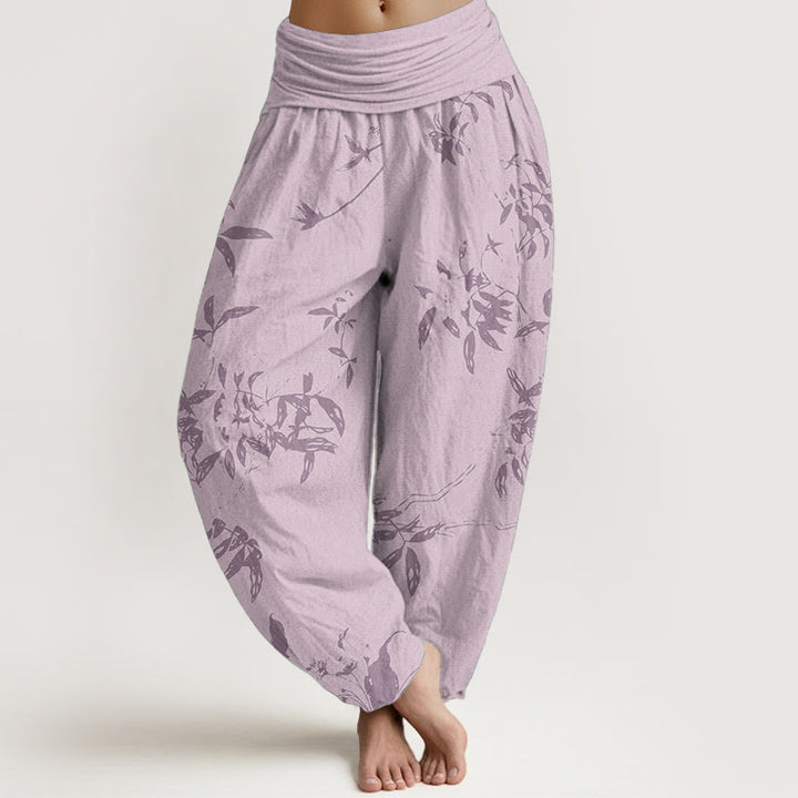 Pantaloni harem da donna con elastico in vita e motivo a rami di cotone con Buddha Stones - Rosa - US22, UK/AU26, EU54 (6XL) - image 7
