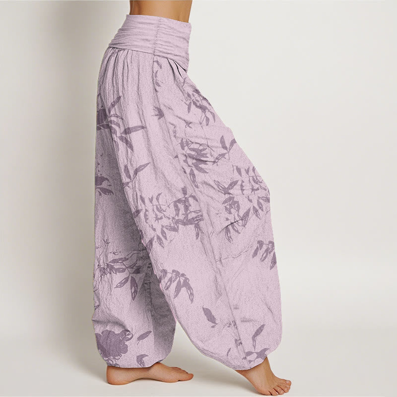 Pantaloni harem da donna con elastico in vita e motivo a rami di cotone con Buddha Stones - image 9