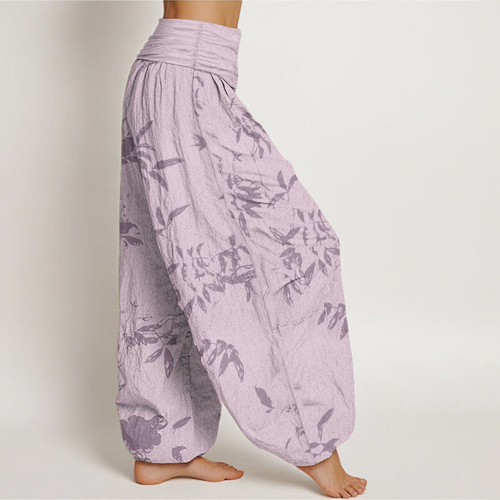 Pantaloni harem da donna con elastico in vita e motivo a rami di cotone con Buddha Stones - image 9