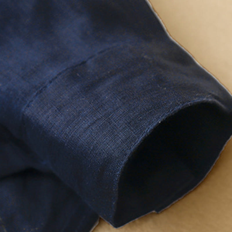 Camicia da donna in cotone a maniche lunghe con scollo rotondo e bottoni, tinta unita, motivo Buddha Stones - image 3