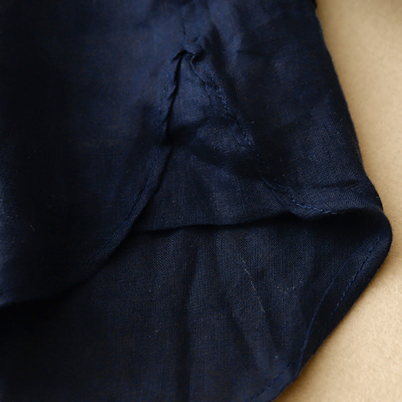 Camicia da donna in cotone a maniche lunghe con scollo rotondo e bottoni, tinta unita, motivo Buddha Stones - image 4