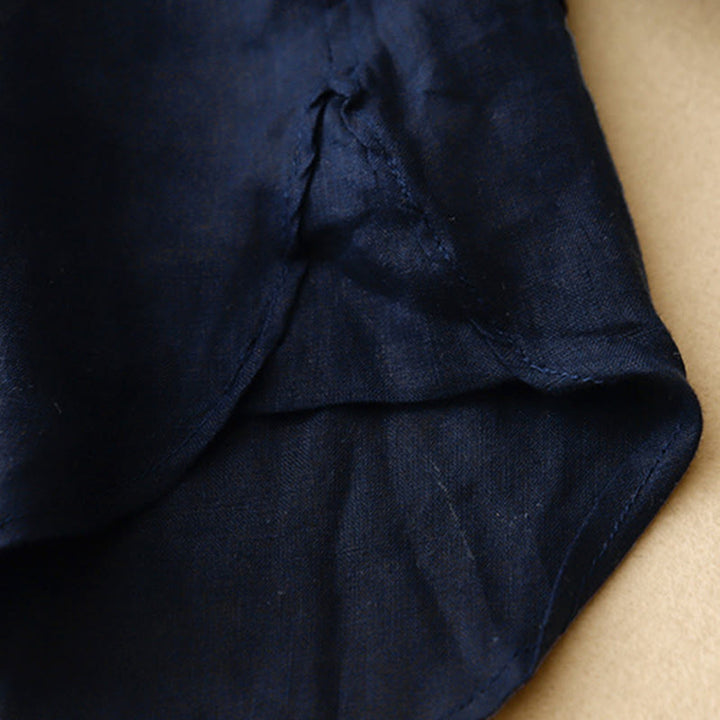 Camicia da donna in cotone a maniche lunghe con scollo rotondo e bottoni, tinta unita, motivo Buddha Stones - image 4