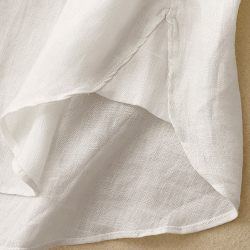 Camicia da donna in cotone a maniche lunghe con scollo rotondo e bottoni, tinta unita, motivo Buddha Stones - image 13