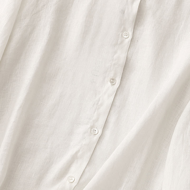 Camicia da donna in cotone a maniche lunghe con scollo rotondo e bottoni, tinta unita, motivo Buddha Stones - image 11