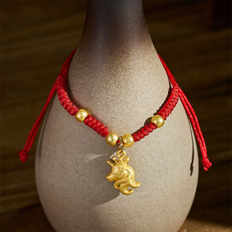 Braccialetto di collegamento con cordino rosso con design a corona dell'anno del cavallo Buddha Stones - Cavallo (circonferenza del polso: 10-18 cm) - image 0