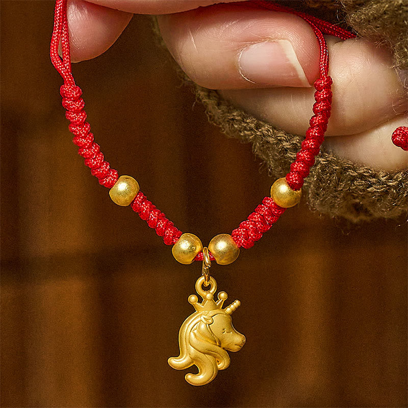 Braccialetto di collegamento con cordino rosso con design a corona dell'anno del cavallo Buddha Stones - image 1