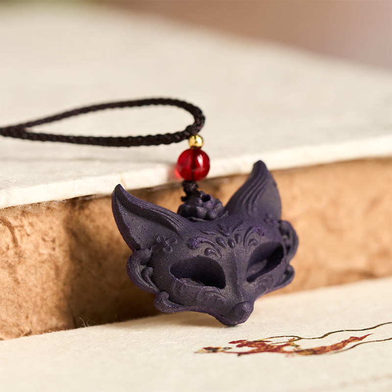 Collana con ciondolo a forma di ciondolo a forma di farfalla con maschera di volpe Buddha Stones , fibbia della pace e fortuna - image 2