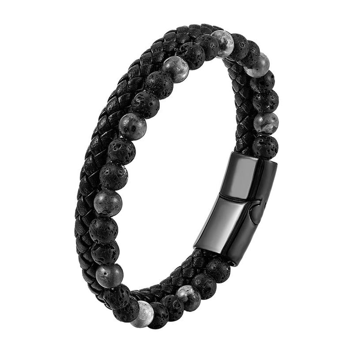 Bracciale Buddha Stones Lava Rock Titanium Steel Calm Leather - image 9