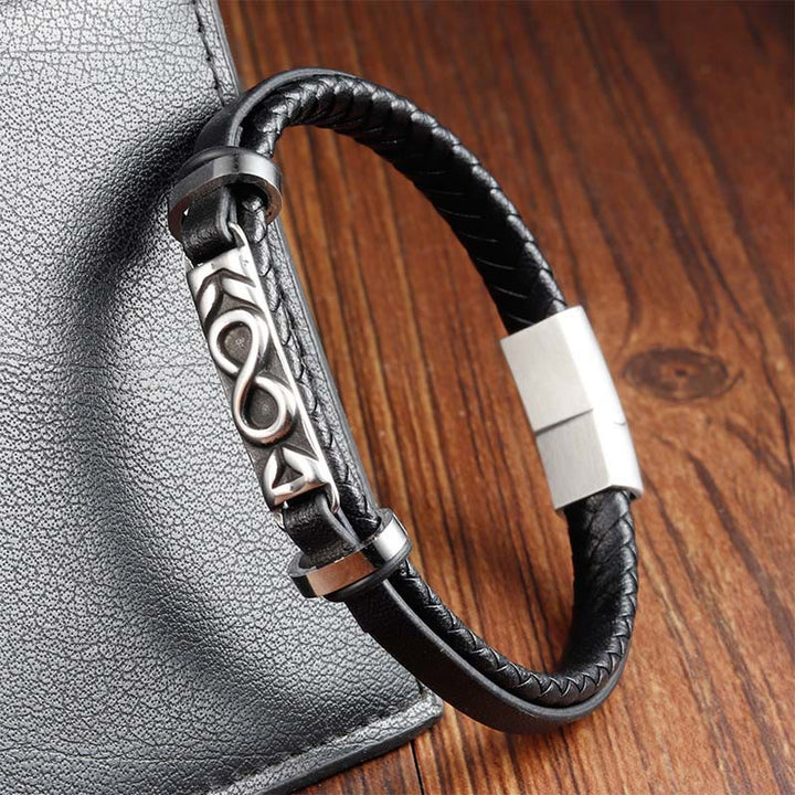 Bracciale Buddha Stones Titanium Steel Balance multistrato in pelle a forma di otto - image 3