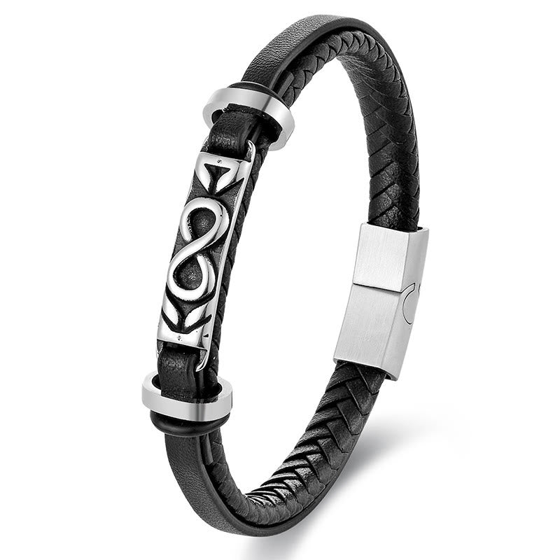 Bracciale Buddha Stones Titanium Steel Balance multistrato in pelle a forma di otto - image 7