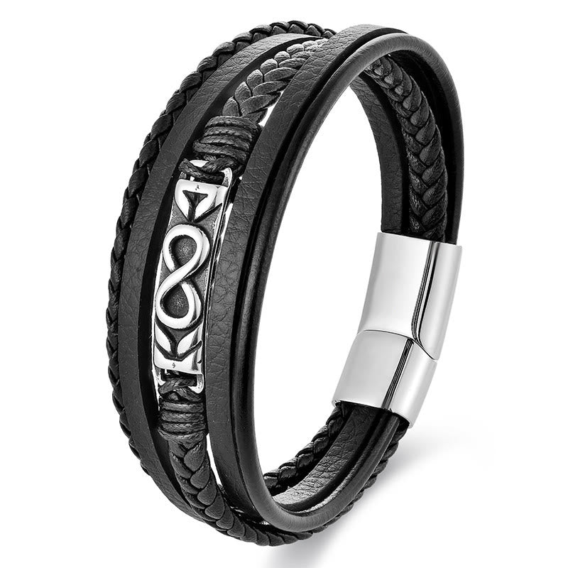 Bracciale Buddha Stones Titanium Steel Balance multistrato in pelle a forma di otto - Multistrato (circonferenza del polso: 18-19 cm) - image 8