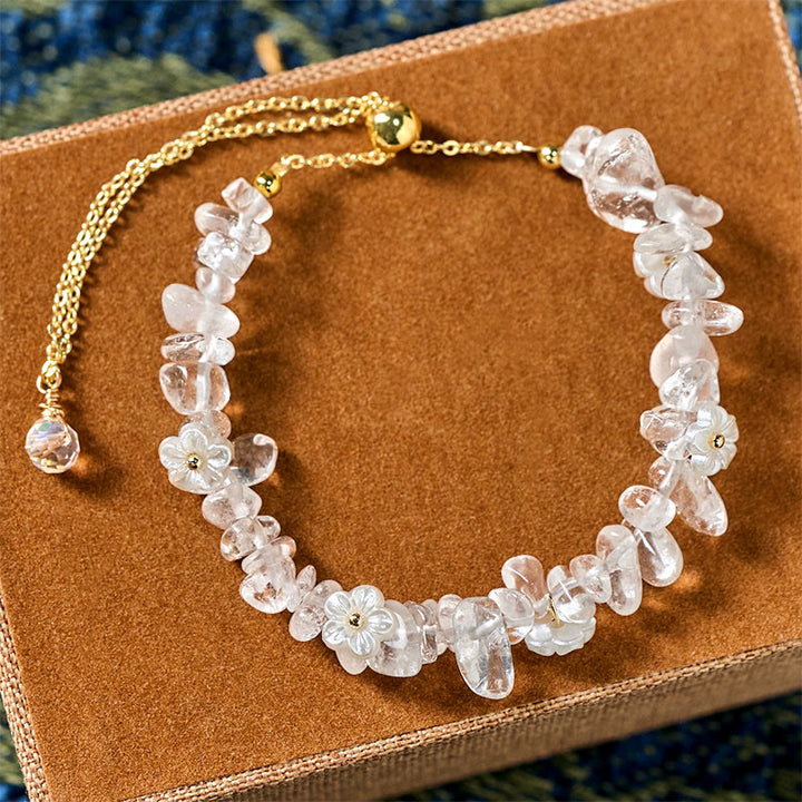 Bracciale Buddha Stones con design a fiore di cristallo irregolare e ametista e cristallo bianco - image 11