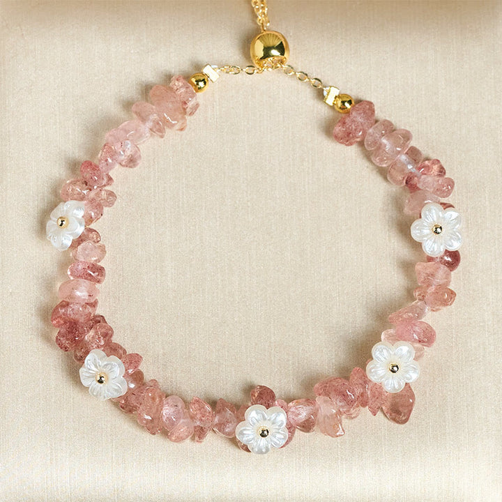 Bracciale Buddha Stones con design a fiore di cristallo irregolare e ametista e cristallo bianco - image 43