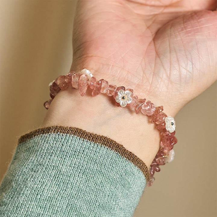 Bracciale Buddha Stones con design a fiore di cristallo irregolare e ametista e cristallo bianco - image 47