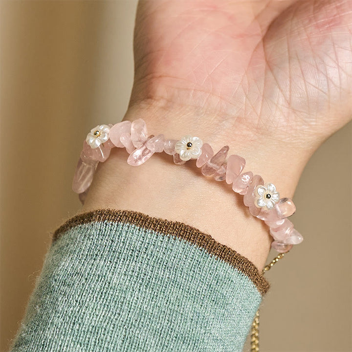 Bracciale Buddha Stones con design a fiore di cristallo irregolare e ametista e cristallo bianco - image 39