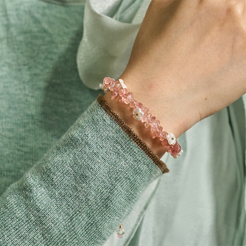 Bracciale Buddha Stones con design a fiore di cristallo irregolare e ametista e cristallo bianco - image 46