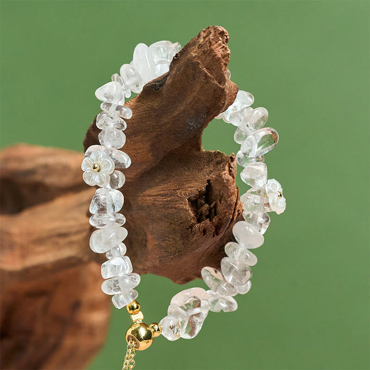 Bracciale Buddha Stones con design a fiore di cristallo irregolare e ametista e cristallo bianco - image 12