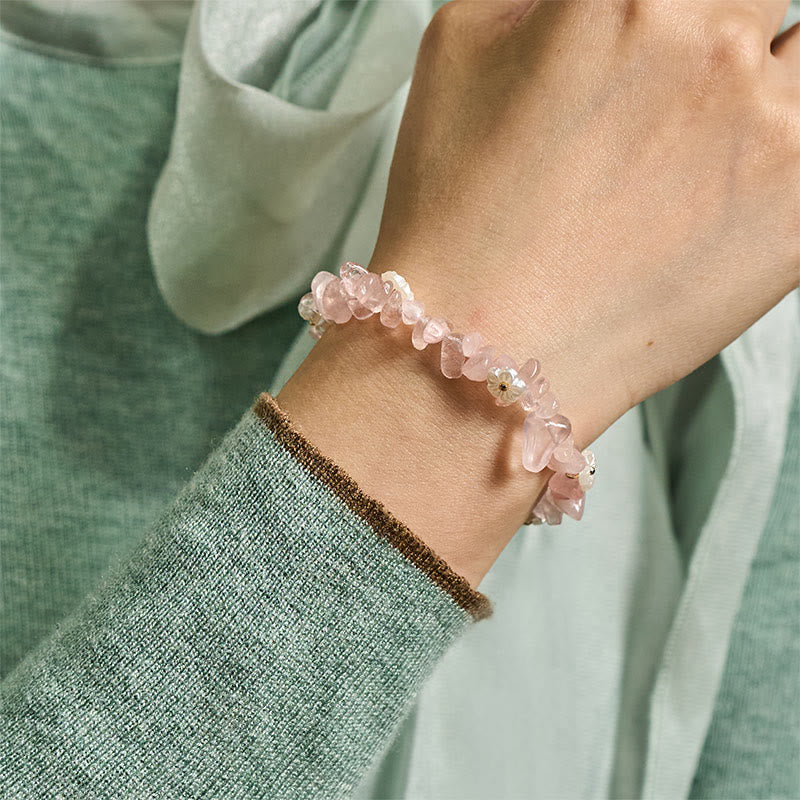 Bracciale Buddha Stones con design a fiore di cristallo irregolare e ametista e cristallo bianco - image 38