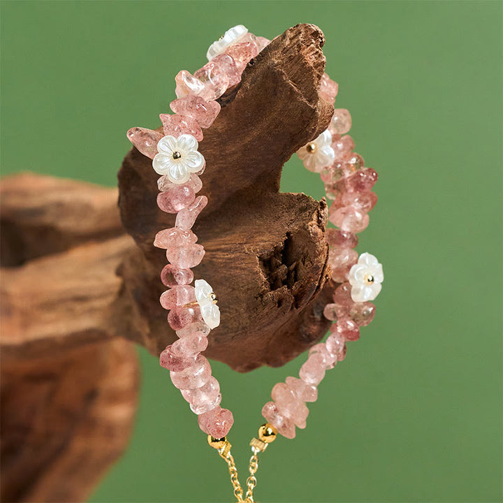 Bracciale Buddha Stones con design a fiore di cristallo irregolare e ametista e cristallo bianco - image 44